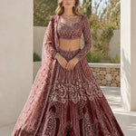 Intricate Embroidered Net Lehenga Choli Set with Scalloped Dupatta