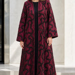 Embroidered Beaded Open Front Maxi Abaya Kimono Cardigan