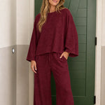Women's Relaxed Crewneck Sweatshirt & Wide-Leg Pants 2-Piece Lounge Set