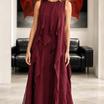 Sleeveless Ruffled Chiffon Maxi Dress
