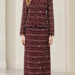 Elegant Beaded Two-Piece Maxi Skirt Suit with Long Sleeve Jacket