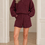 Women's Casual Crewneck Sweatshirt and Drawstring Shorts Lounge Set