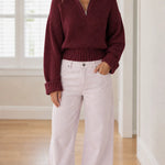 Women's Half-Zip Ribbed Knit Pullover Sweater
