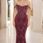 Off-The-Shoulder Embellished Mermaid Evening Gown