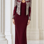 Embellished Bolero Jacket & Column Maxi Evening Dress Set
