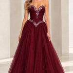 Strapless Sweetheart Crystal Beaded Ball Gown Tulle Evening Dress with Matching Choker