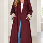 Women's Oversized Maxi Trench Coat with Contrast Turn-Up Cuffs