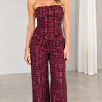 Strapless Sequin Bandeau Top and Wide Leg Pants Two-Piece Set