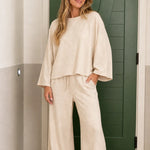 Women's Relaxed Crewneck Sweatshirt & Wide-Leg Pants 2-Piece Lounge Set