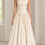 Embroidered Bateau Neck Sleeveless Full Maxi Dress