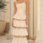 Elegance Tiered Sequin Embellished Maxi Dress