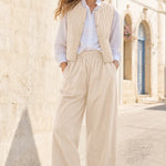 Women's Quilted Vest and Wide-Leg Pants Co-Ord Set