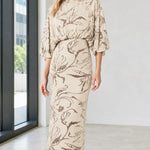 Elegant Mock Neck Sequin Floral Maxi Dress