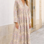 Women's Floral Print V-Neck Long Sleeve Maxi Dress