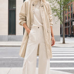 Women's Mid-Length Lightweight Utility Parka Coat with Stand Collar