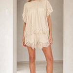Lace Trimmed Tiered Short Set