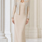 Embellished Bolero Jacket & Column Maxi Evening Dress Set