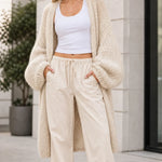 Women's Oversized Open-Front Knit Long Cardigan