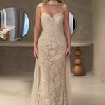Sweetheart Neck Ruched Mermaid Evening Gown with Choker Cape