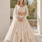 Intricate Embroidered Net Lehenga Choli Set with Scalloped Dupatta
