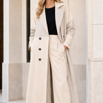 Women's Colorblock Pinstripe Maxi Trench Coat