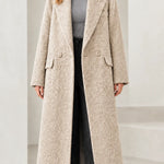 Women's Textured Bouclé Longline Lapel Overcoat