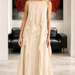 Sleeveless Ruffled Chiffon Maxi Dress