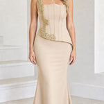 Asymmetrical Beaded Corset Mermaid Formal Evening Gown