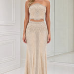 Strapless Beaded Two-Piece Mermaid Evening Gown Set