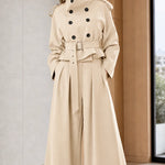 Women's Double-Breasted Trench Jacket and High-Waist Wide-Leg Pants Set