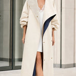 Contrast Lining Oversized Longline Duster Trench Coat