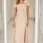 Elegance Bow Accent Square Neck Midi Dress