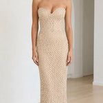 Stunning Sequin Embellished Strapless Maxi Evening Dress