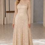 Women's Long-Sleeve Sequin Lace Evening Gown