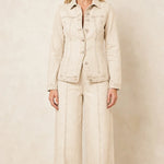 Women's Denim Jacket and Wide-Leg Pants Set