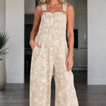 Women's Paisley Print Wide-Leg Overalls Casual Bib Jumpsuit