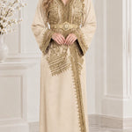 Embroidered Moroccan Kaftan Maxi Dress with Ornate Waist Belt