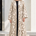 Embroidered Beaded Open Front Maxi Abaya Kimono Cardigan