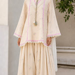 Women's Ethnic Striped Kurti with Sharara and Dupatta Set