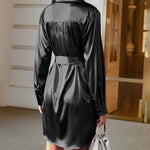 Long Sleeve Satin Shirt Dress - Zeagoo (Us Only)
