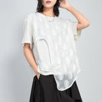 Asymmetric Round Neck Loose Fake Two-piece T-shirt