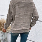 Women's Casual Solid-Color Ribbed Long-Sleeve Crew-Neck Top