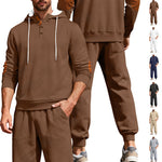 KZZ Men's casual fashion suit knitted jacquard sweatshirt and pants two-piece set