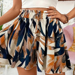 Printed Wide-Leg Drawstring Shorts — Stylish & Elegant Vacation Beach Skort
