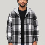 KZZ Men's plaid drawstring hooded sweatshirt