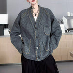 V-neck Loose-fitting Knitted Cardigan