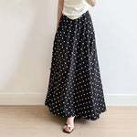 Polka Dot Elastic High Waist A-line Skirt