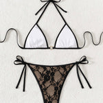 Sexy Backless Strappy Lace Triangle Bikini