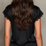 Sexy V-Neck Lace-Paneled Casual Short-Sleeve Shirt