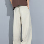 KZZ Men's Pleated Wide-Leg Dress Trousers
